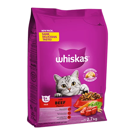 Petchoww-Whiskas Dry Adult Cat Food Beef 2.7kg